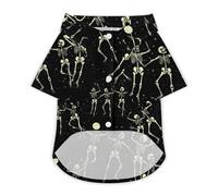 Skeleton Dancing Under Moon Summer Hawaiian Dog Shirt Breathable Pet T-Shirts for Small Medium Large Dogs Cats