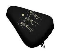 Skeleton Dancing Under Moon Waterproof Bike Seat Cover Printed Soft Saddle Covers Gift for Exercise Lover
