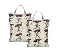 Skeleton Dancing with Umbrella Travel Laundry Bag Large Waterproof Dirty Clothes Bag with Zipper Reusable Washable Storage Bag with Handle for Gym Beach Travel