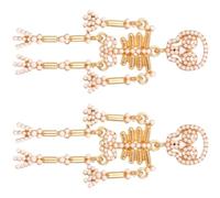 Skeleton Dangle Earrings Alloy Rhinestone Gothic for Women | Golden Finish, Ladies Drop Style, Everyday or Goth Wear, One Pair Included