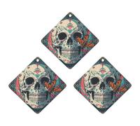 Skeleton Death Moth Car Air Freshener, 3 Pcs Rhombus Hanging Air Freshener Cards, Long Lasting Fragrance Scented Cards for Car, Home, Office Black-style