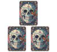 Skeleton Death Moth Car Air Freshener, 3 Pcs Square Hanging Air Freshener Cards, Long Lasting Fragrance Scented Cards for Car, Home, Office Gray-style