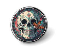 Skeleton Death Moth Round Badge Brooch Lightweight Lapel Tie Pins Unique Gifts Metal Brooch Badge For Hat Shirt Clothing Bags Decoration