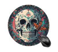 Skeleton Death Moth Round Mouse Pad 7.8 Inch - Non-Slip Rubber Base Mouse Mat Portable Ergonomic Desk Mat for Office, Laptop, Travel, Wireless Mice Mats - Waterproof & Durable Design