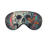 Skeleton Death Moth Sleep Mask with Adjustable Strap, Breathable Sleep Masks for Women Men, Soft Eye Mask for Side Sleepers, Travel, Office Nap, Airplane & Blocking Light
