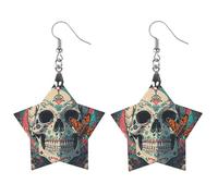 Skeleton Death Moth Wooden Earrings for Women, Vintage Elegant Wood Jewelry, Lightweight Earrings for Wedding, Party, Everyday Jewelry Gift, Star, Wood, wood