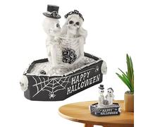 Skeleton Decor - Halloween Figurines Skeleton Couple Statue | Resin Sculpture, Spooky Display Piece, Holiday Decoration For Desk, Home, Apartment, Shop, Hotel, Car, Party Favors, Haunted Room