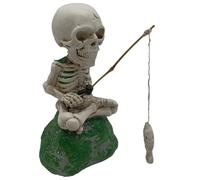 Skeleton Decor - Resin Fishing Sculpture | Gothic Statue Outdoor Decor for Fish Tank Aquarium Fountain Pool Waterfall Garden Lawn Yard