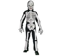Skeleton Deluxe Costume + Mask 3D Halloween Fancy Dress Boys Kids Skeleton