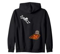 Skeleton Diving Into a Fall Leaves Grave Halloween Humor Zip Hoodie