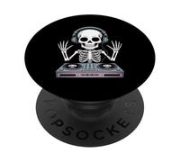 Skeleton DJ Halloween DJ Spooky Beats Mixer PopSockets Adhesive PopGrip