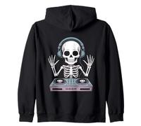 Skeleton DJ Halloween DJ Spooky Beats Mixer Zip Hoodie