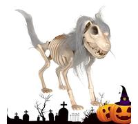 Skeleton Dog Decoration | Anatomical Animal Model | Flexible Decoration with Hair for Lawn Table Skull Scary Ornament