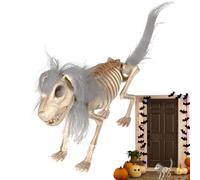 Skeleton Dog Halloween Decor Tabletop Full Body Animal Statue