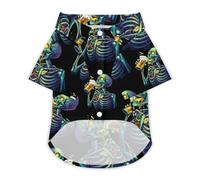 Skeleton Drinking Beer Summer Hawaiian Dog Shirt Breathable Pet T-Shirts for Small Medium Large Dogs Cats