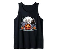 Skeleton Drinking Bourbon On Carved Pumpkins Halloween Tank Top