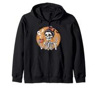 Skeleton Drinking Coffee Cute Halloween Design 55 Characters Zip Hoodie