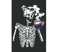 Skeleton Drinking Coffee Gender-Fluid Pride Skull LGBTq Ally Art: Wide Ruled Line Paper, Lined Notebook Journal with 6x9 inches, 110 Pages for Work, School and College Supplies