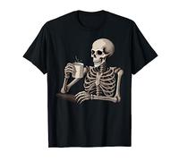 Skeleton Drinking Tea Coffee Halloween Skeleton Skull T-Shirt