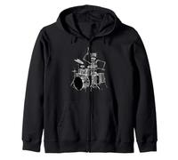 Skeleton Drummer Funny Skull Drum Set Rock Music Design Zip Hoodie