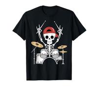Skeleton Drummer Halloween Costume Playing Drums Boys Men T-Shirt