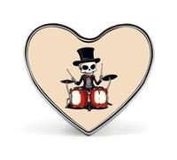 Skeleton Drummer Music Skull Badge Heart Shape Cute Brooch Pins Button Badges for Backpack Jackets Hats Decor