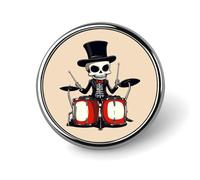 Skeleton Drummer Music Skull Round Badge Cute Brooch Pins Button Badges for Backpack Jackets Hats Decor