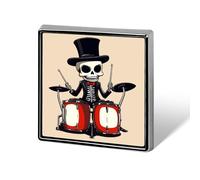 Skeleton Drummer Music Skull Square Badge Cute Brooch Pins Button Badges for Backpack Jackets Hats Decor