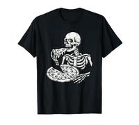 Skeleton Eating Pizza Funny Gothic Skull Foodie T-Shirt