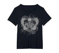 Skeleton Fairy Grunge Y2K Aesthetic Butterfly Gothic T-Shirt, Women's Plus, Black, 1X