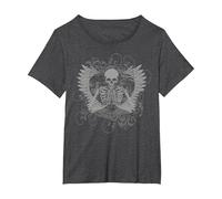 Skeleton Fairy Grunge Y2K Aesthetic Butterfly Gothic T-Shirt, Women's Plus, Dark Heather Grey, 1X
