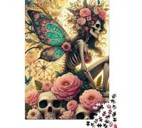 Skeleton Fairy Jigsaw Puzzles 1000Pc Recycled Paper Floral MortalityPuzzle for Adults Jigsaw Puzzle Fun And Challenging Family Game Festivals Celebration Gifts 70x50cm/1000pcs