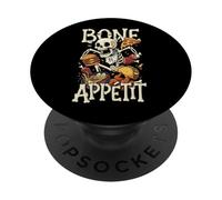 Skeleton Fast Food Pizza Burger Lover Bone Appetit PopSockets Adhesive PopGrip