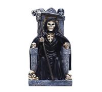 Skeleton Figure | Halloween Figurines | Evil Grim Throne Reaper Resin Craft | Spooky Gothic Desk Decor | Traditional Western Sculpture Ornament for Halloween and Decoration