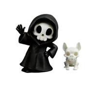 Skeleton Figure Halloween Statue, Chibi 3D Printed Shelf Accent for Desks, Mantels, Gothic Display Styling Gothic Room Decor Hooded Skeleton Display Dark Fantasy Shelf Accent Collectible Desk Statue