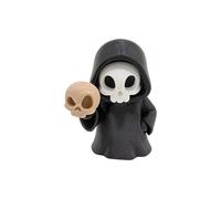 Skeleton Figure Halloween Statue, Chibi 3D Printed Shelf Accent for Desks, Mantels, Gothic Display Styling Gothic Room Decor Hooded Skeleton Display Dark Fantasy Shelf Accent Collectible Desk Statue