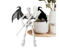 Skeleton Figure - Movable Action Desktop Decoration with Articulated Joints, Realistic Model for Halloween Fantasy Lovers, Creative Play, Photography, Bookshelf or Nightstand Display, 5.12 Inches