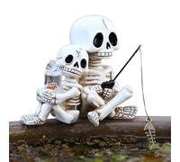 Skeleton Figures, Halloween Decoration Figure - Halloween Decoration, Funny Sitting Skeleton Statue, Resin Sculpture, Halloween Skeleton Harz