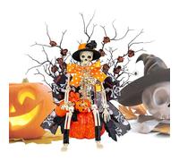 Skeleton Figures, Skeleton Pumpkin Cornament, Realistic Skull Halloween Decoration for Retail, Exhibition, Festivity, Costume, Entryway, Living Room, Bookshelves, Tables, Coat