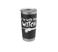 Skeleton Finger Pointing Matching I'm with The Witch Stainless Steel Insulated Tumbler