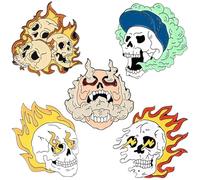 Skeleton Fire Brooches Pins Halloween Lapel Badges Pins Gothic Punk Skulls Brooches for Party Clothes Bag Accessories