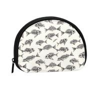 Skeleton Fish Fossil Print Coin Purse - Mini Coin Purses for Women, Cute Small Change Purse Coins Pouch