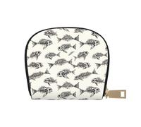 Skeleton Fish Fossil Print Credit Card Holder for Women, Card Case Wallet, Leather Credit Cards Holder Wallet