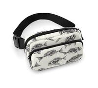 Skeleton Fish Fossil Print Fanny Packs Crossbody Bags for Women, Fashion Waist Belt Bag Fanny Pack