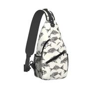 Skeleton Fish Fossil Print Sling Bag for Men Women, Crossbody Bags Chest Bag Daypack Sling Backpack for Travel Hiking
