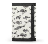 Skeleton Fish Fossil Print Wallet for Men, 8 Credit Card Holder Slim Minimalist Front Pocket Small Mens Bifold Wallets