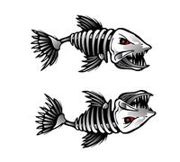 Skeleton Fish Stickers Skull Fish Bone Decals Skeleton Fish Boat Stickers Fishing Box Decoration Sticker Fishing Protective Box Sticker Decoration 15 * 12㎝ Autopart