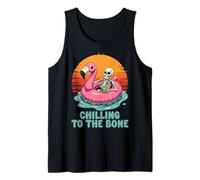 Skeleton Flamingo Float Chilling to The Bone Tank Top