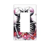 Skeleton Floral Light Switch Cover Plates/Outlet Covers, Gothic Halloween Bouquets for Wall Accents, Thermoplastic Wall Plates, Standard Size Single Rocker
