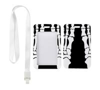 Skeleton Footprint Print Card Holder with White Lanyard, Bus Pass Holders, Vertical Name Badges Protector for Worker, Vertical ID Cards Protector for Paramedic, Nurse Essentials Work Teacher Stuff